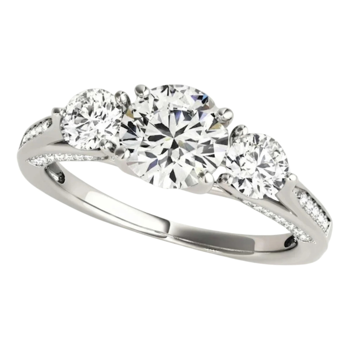 2.00Ct Lab Grown Round Diamond Trilogy Engagement Ring Anniversary Gift