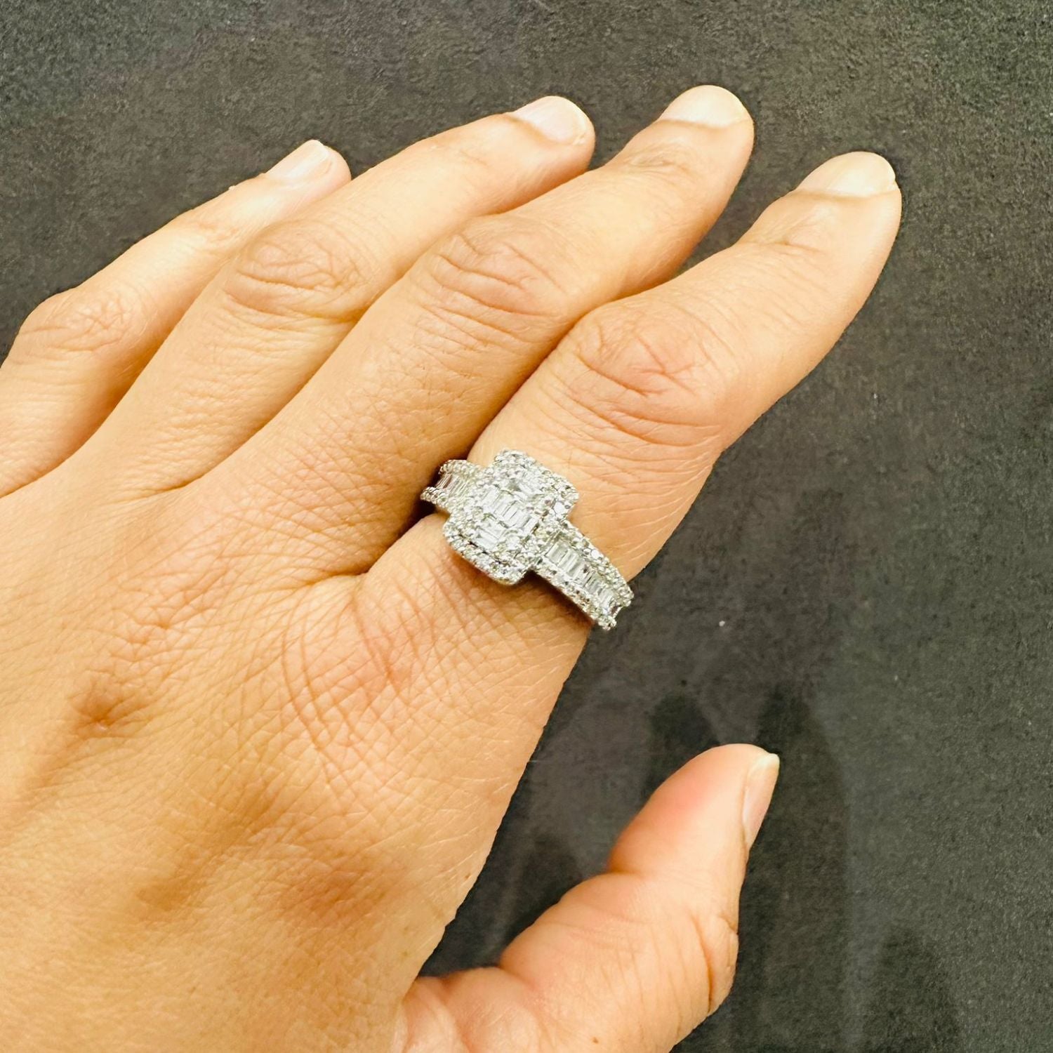 2.00Ct Natural Diamond Multi-Stone Engagement Ring in 9K White Gold Baguette & Round