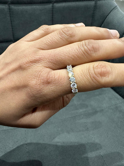 2.0Ct Round Lab Diamond U Prong Half Eternity Ring in 9K White Gold