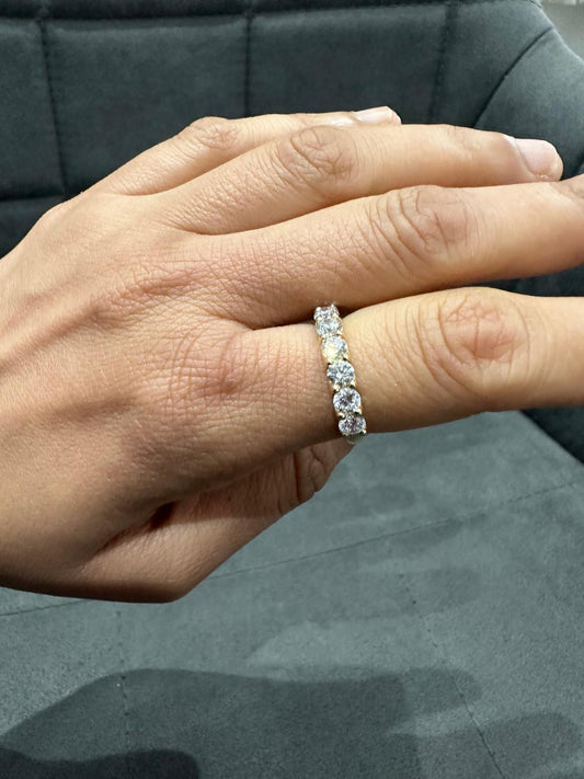 2.0Ct Round Lab Diamond U Prong Half Eternity Ring in 9K White Gold