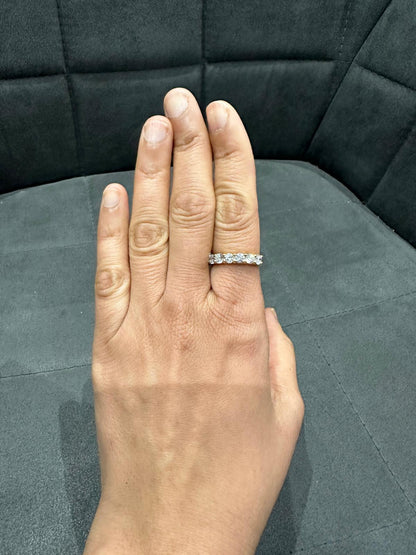 2.0Ct Round Lab Diamond U Prong Half Eternity Ring in 9K White Gold