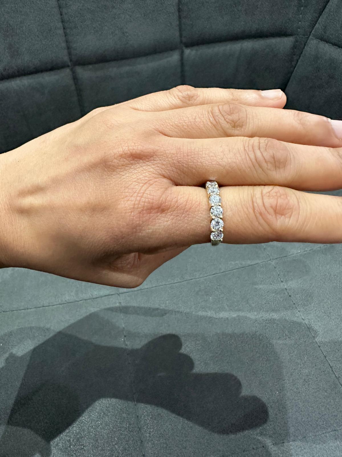 2.0Ct Round Lab Diamond U Prong Half Eternity Ring in 9K White Gold