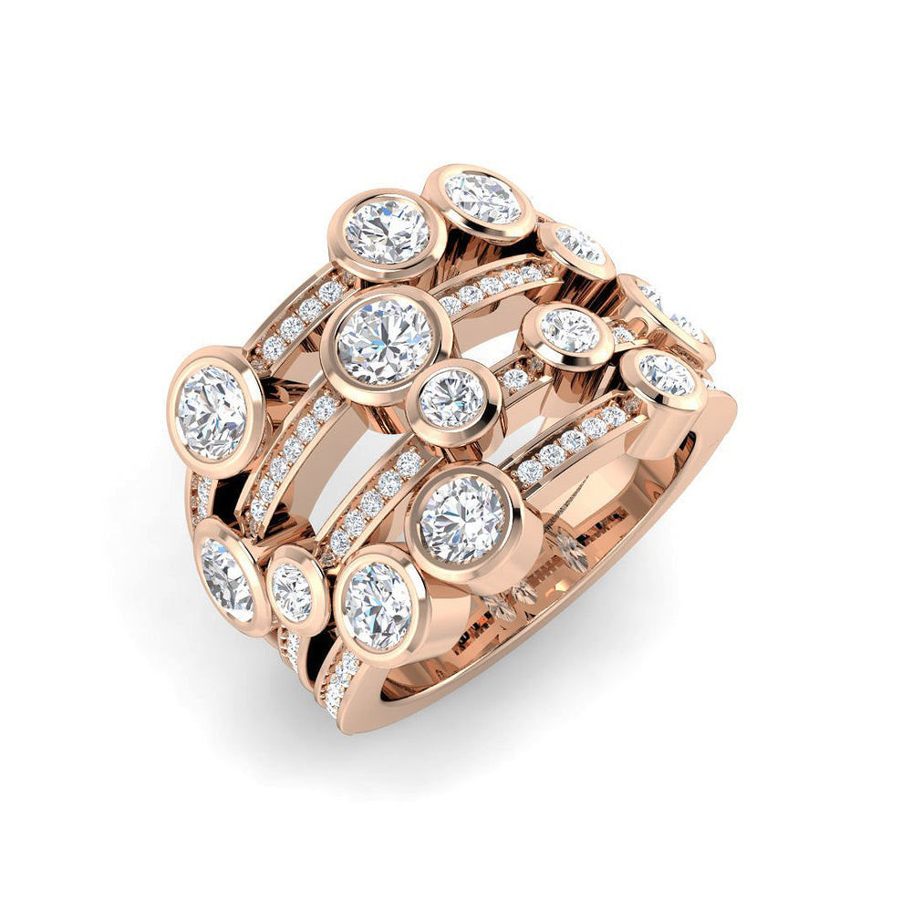 2.25 carat Lab-Grown Round Cut Diamond Bubble Ring  Rose Gold