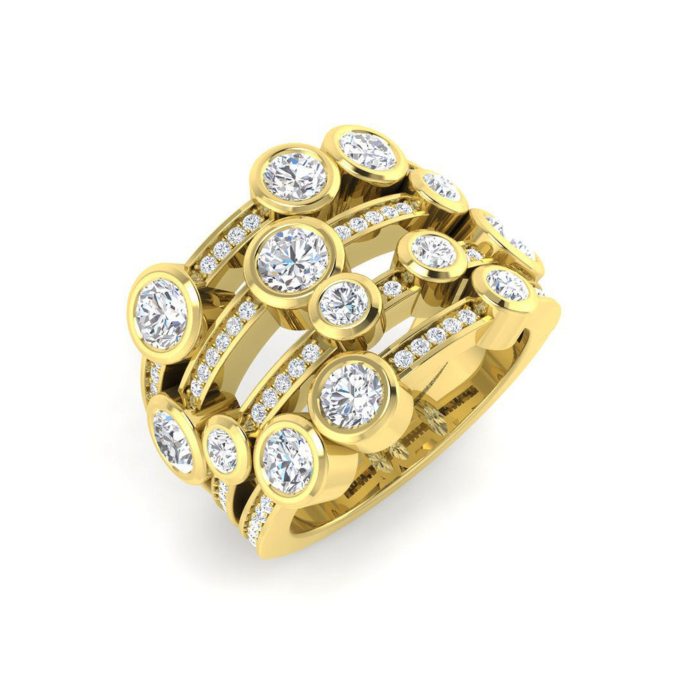 2.25 carat Lab-Grown Round Cut Diamond Bubble Ring  Yellow  Gold