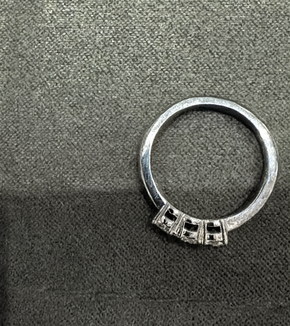 Three-Stone Lab-Grown Diamond Engagement Ring in 925 Sterling Silver