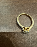 Solitaire Round Cut Moissanite Halo Engagement Ring in 9K Yellow Gold