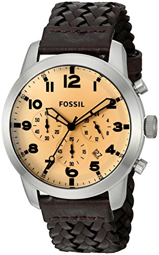 Fossil Pilot Men’s Chronograph Watch – Brown Dial, Brown Leather Strap