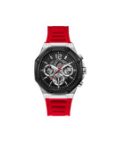GUESS Men's Watch – 44mm Red Silicone Strap