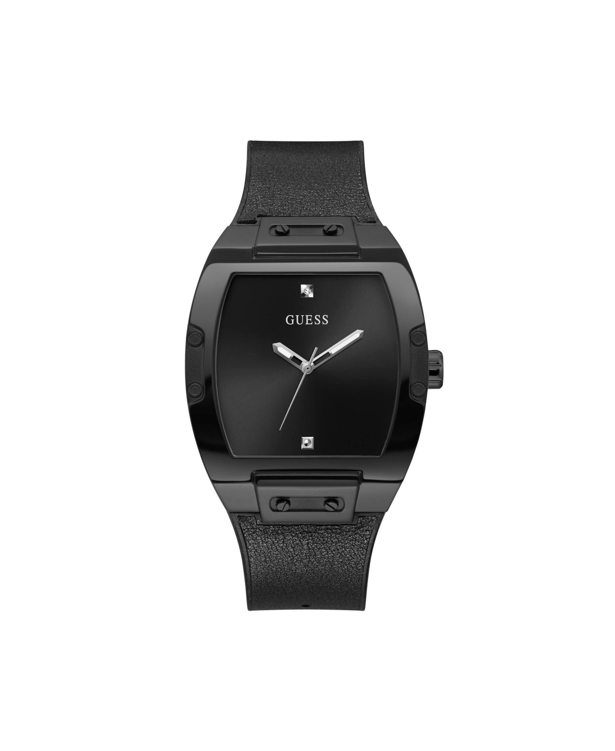Guess Men's Flex Black Leather Strap Watch, 43mm