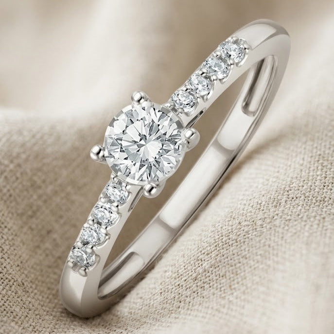 Lab Diamond Side Stone Engagement Ring 0.25ct H/SI in 9K White Gold