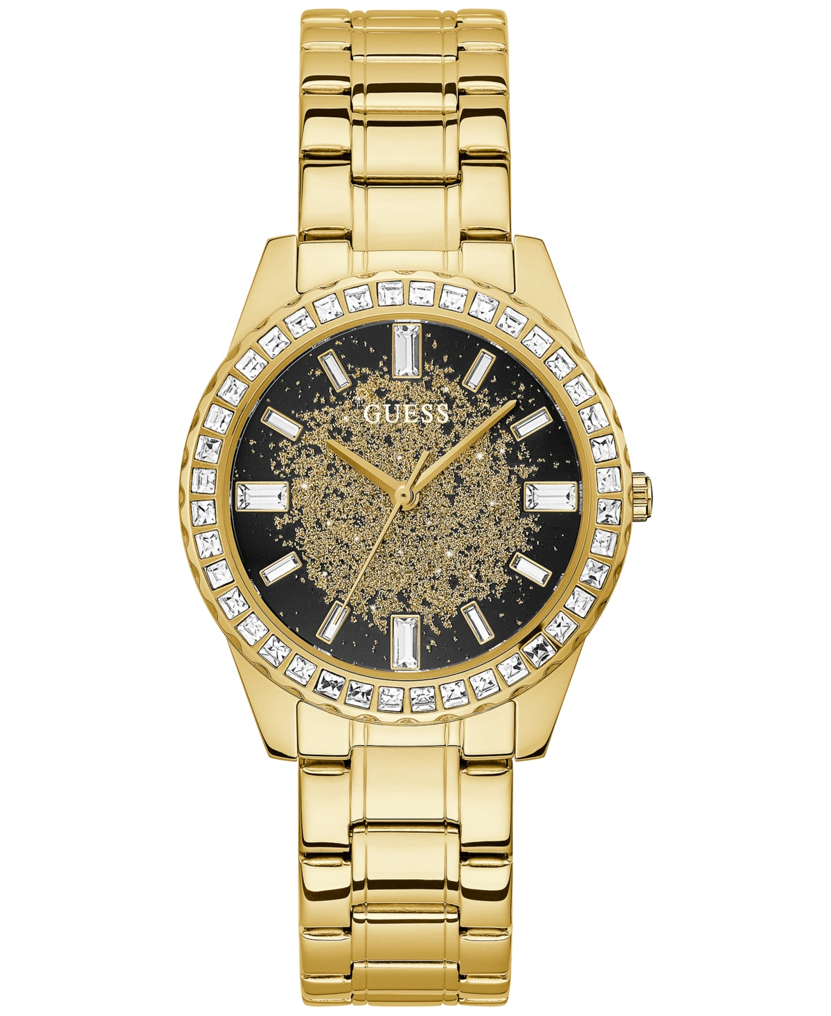 Montre femme GUESS GW0405L2 – Acier inoxydable doré, cadran scintillant.
