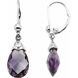 Amethyst Briolette Stud Earrings in Gold and Platinum