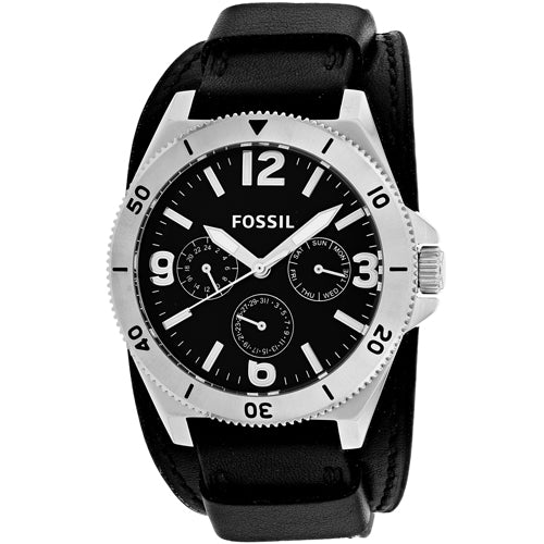 Fossil Men’s Murray Watch, Black Dial & Leather Strap – Stainless Steel Case