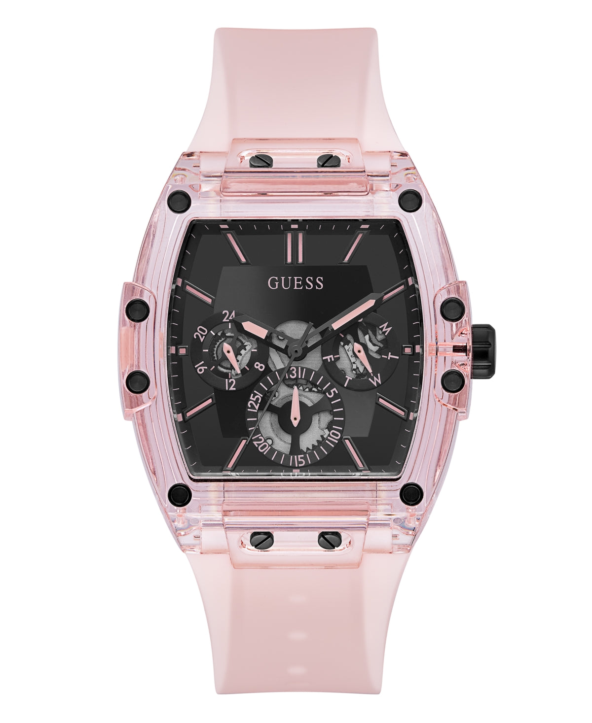 Guess GW0032G1 Men’s Pink Silicone Strap Watch – 43 mm Case