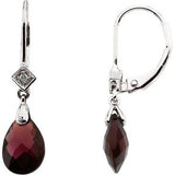 Brazilian Garnet & Diamond Briolette Stud Earrings in Gold and Platinum