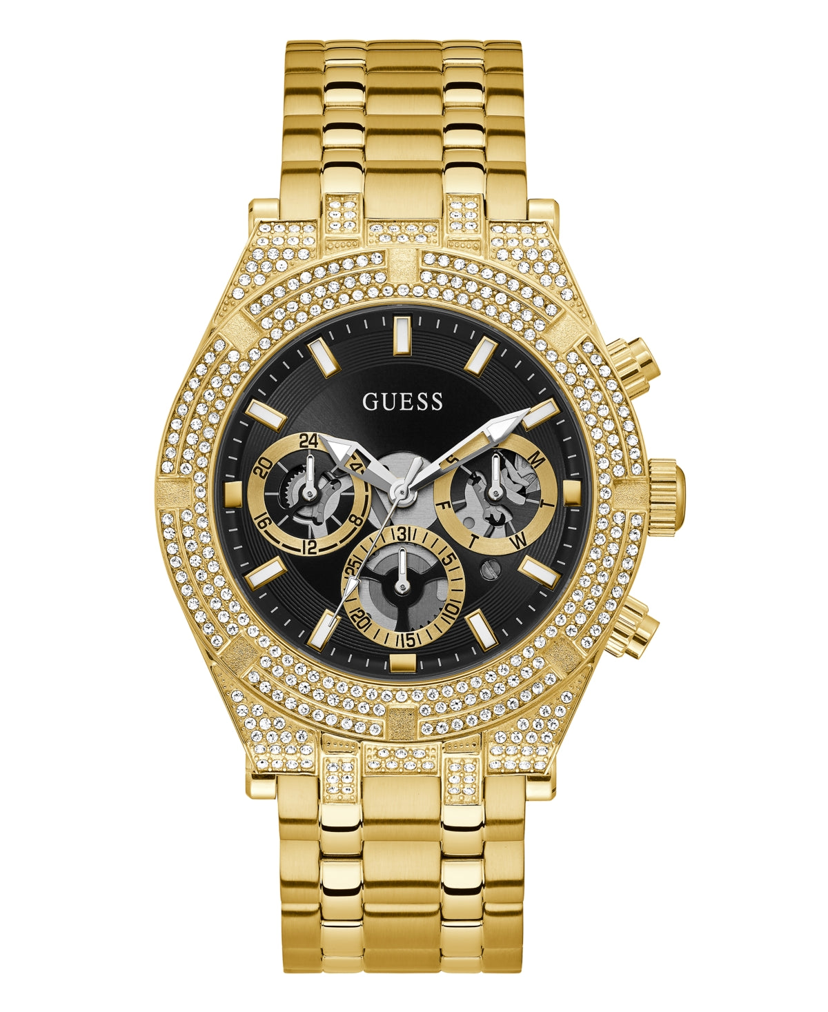 GUESS Men's Watch GW0455G2 – 44mm Gold-Tone Glitz Stainless Steel