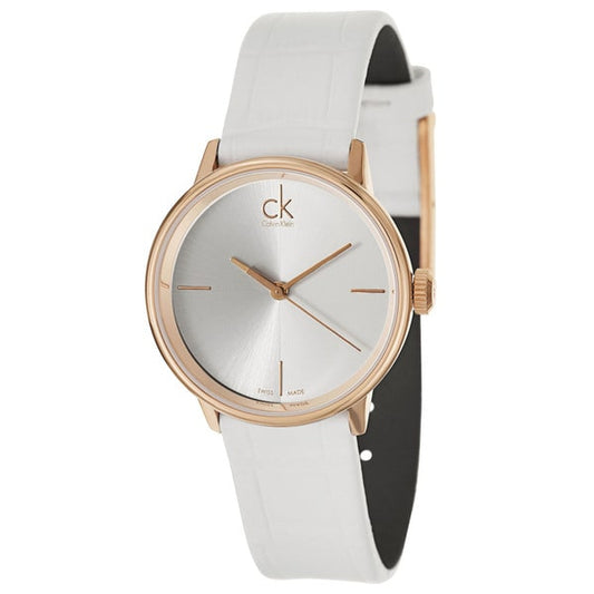 CK Calvin Klein K2y2y6k6 Accent Rose Gold Stainless Steel Women's Watch White One Size
