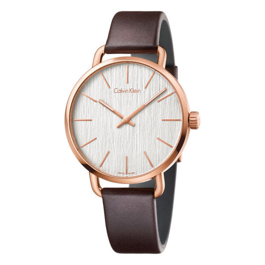 Calvin Klein Men's K7B216G6 Even Silver Dial 36mm Leather Watch