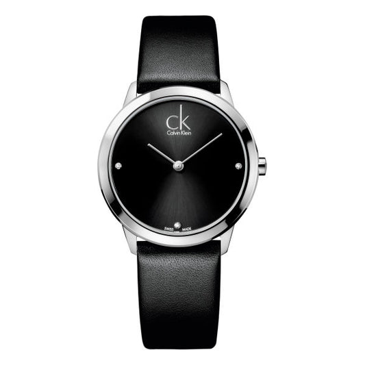 Calvin Klein Women's K3M221CS Minimal Black Dial 35mm Leather Watch