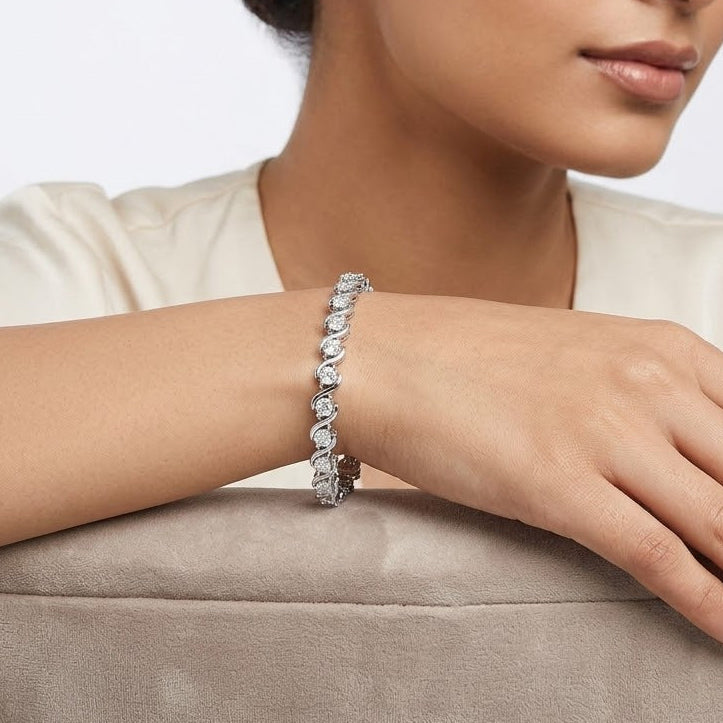 0.19ct Diamond and Silver Twist Bracelet