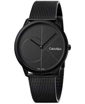 Calvin Klein Men's Minimal Watch – 40 mm Black Dial, Stainless Steel Bracelet