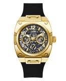 Guess Men's Multifunction Black-Tone Silicone Watch, 43mm