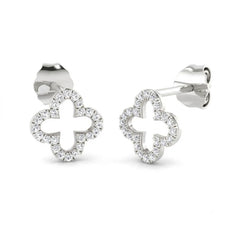 9K White or Yellow Gold 0.19ct Natural Diamond Clover Earrings