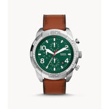 Fossil Bronson FS5738 Men’s Chronograph Watch – Green Dial, Brown Leather Strap