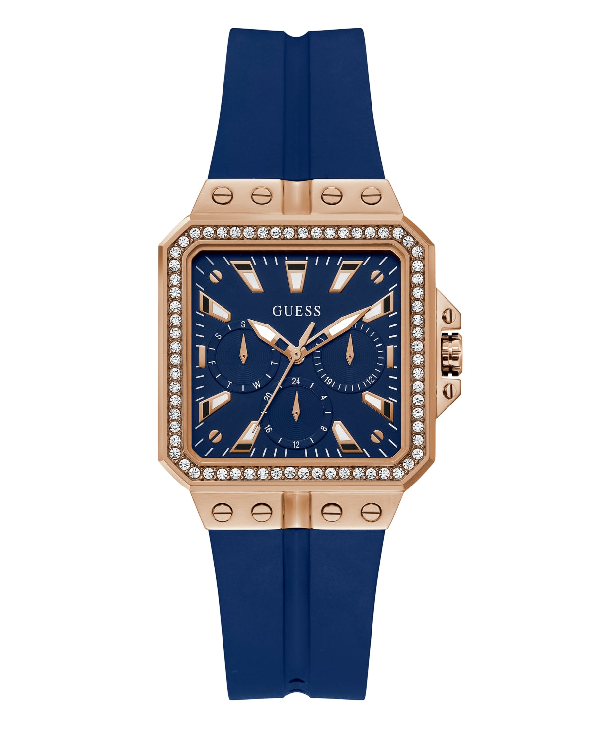 Montre multifonctions Guess pour femme en silicone bleu