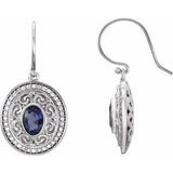 Iolite & Diamond Oval Stud Earrings in Gold and Platinum