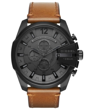 Diesel Men S Advanced Mega Chief Leather-Strap Watch