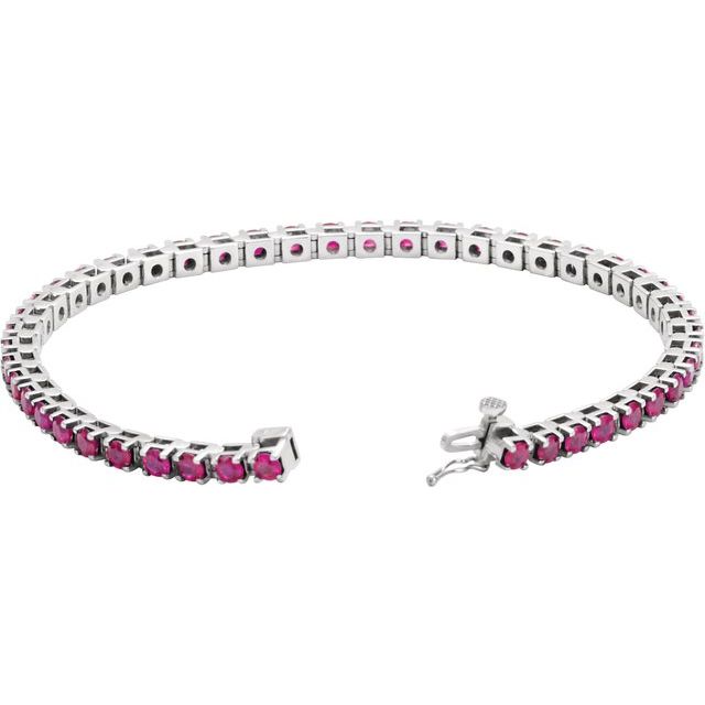 Round Natural Ruby Line Bracelet In Gold & Platinum