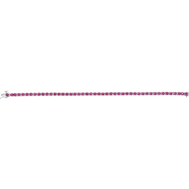 Round Natural Ruby Line Bracelet In Gold & Platinum