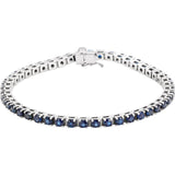 Round Natural Blue Sapphire Line Bracelet In Gold & Platinum