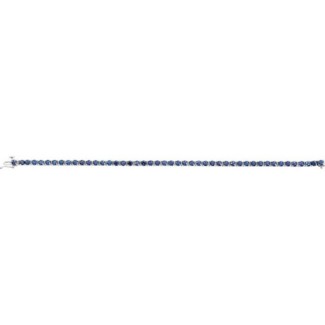 Round Natural Blue Sapphire Line Bracelet In Gold & Platinum