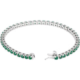 Round Natural Emerald Line Bracelet In Gold & Platinum