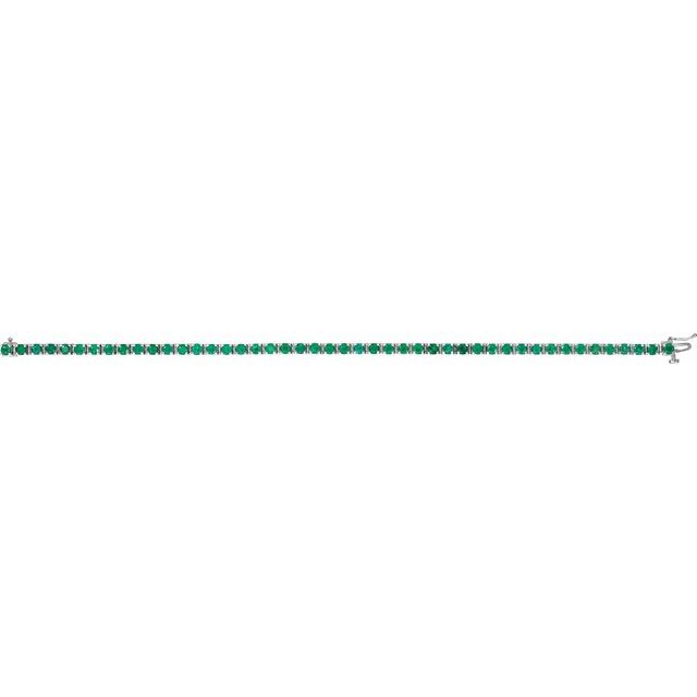 Round Natural Emerald Line Bracelet In Gold & Platinum