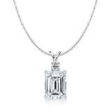 Emerald-Cut Lab-Grown Diamond Solitaire Pendant with Accent