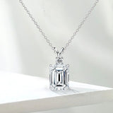Emerald-Cut Lab-Grown Diamond Solitaire Pendant with Accent