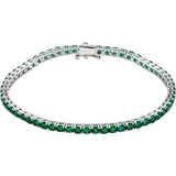Round Lab-Grown Emerald Line Bracelet In Gold & Platinum