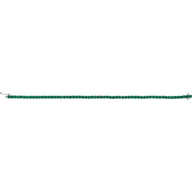 Round Lab-Grown Emerald Line Bracelet In Gold & Platinum