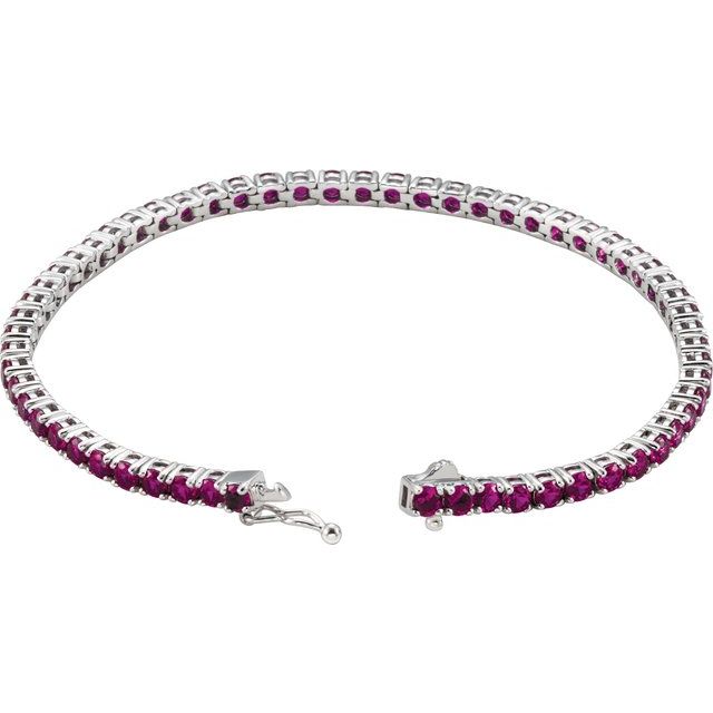 Round Lab-Grown Ruby Line Bracelet In Gold & Platinum