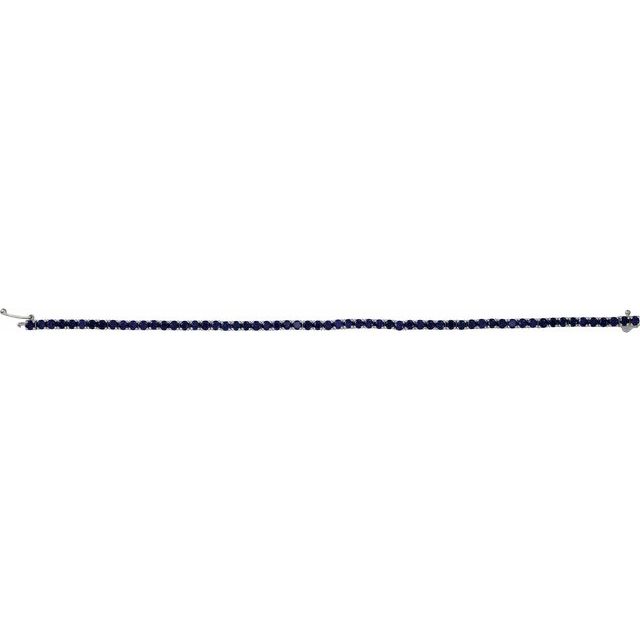 Round Lab-Grown Blue Sapphire Line Bracelet In Gold & Platinum