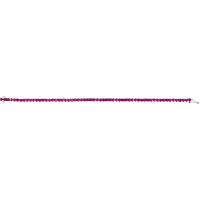 Round Lab-Grown Ruby Line Bracelet In Gold & Platinum
