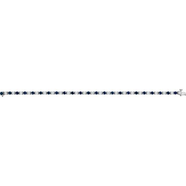 Round Lab-Grown Blue Sapphire & Lab-Grown Diamond Line Bracelet In Gold & Platinum