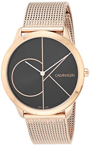 Calvin Klein Minimal Unisex Mesh Bracelet with Black Dial CK Logo Watch