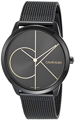 Calvin Klein Minimal Unisex Mesh Bracelet with Black Dial CK Logo Watch