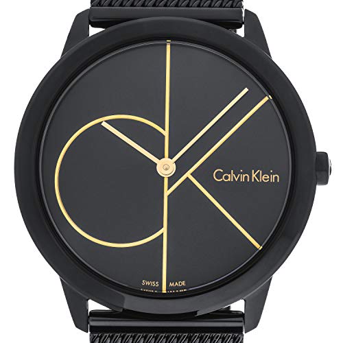 Calvin Klein Minimal Unisex Mesh Bracelet with Black Dial CK Logo Watch