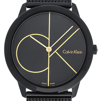 Calvin Klein Minimal Unisex Mesh Bracelet with Black Dial CK Logo Watch