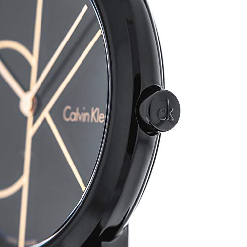 Calvin Klein Minimal Unisex Mesh Bracelet with Black Dial CK Logo Watch